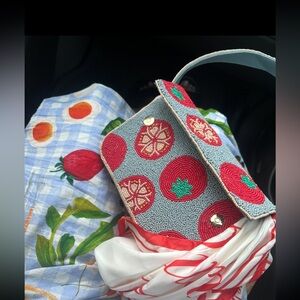 Anthropologie Fiona Beaded Bag in Tomato